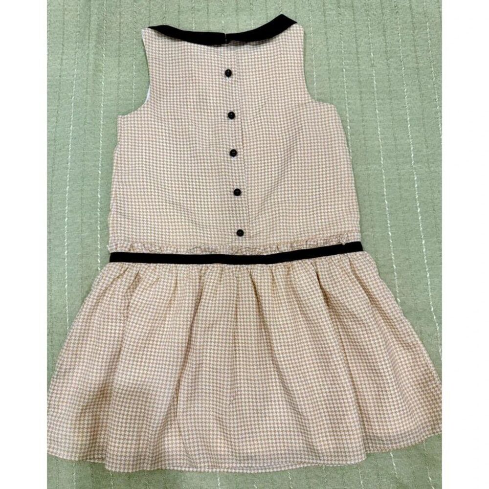 Janie and Jack Girls Dress Tan Black Sleeveless Bow Peter Pan Collar Size 5 - Picture 2 of 3